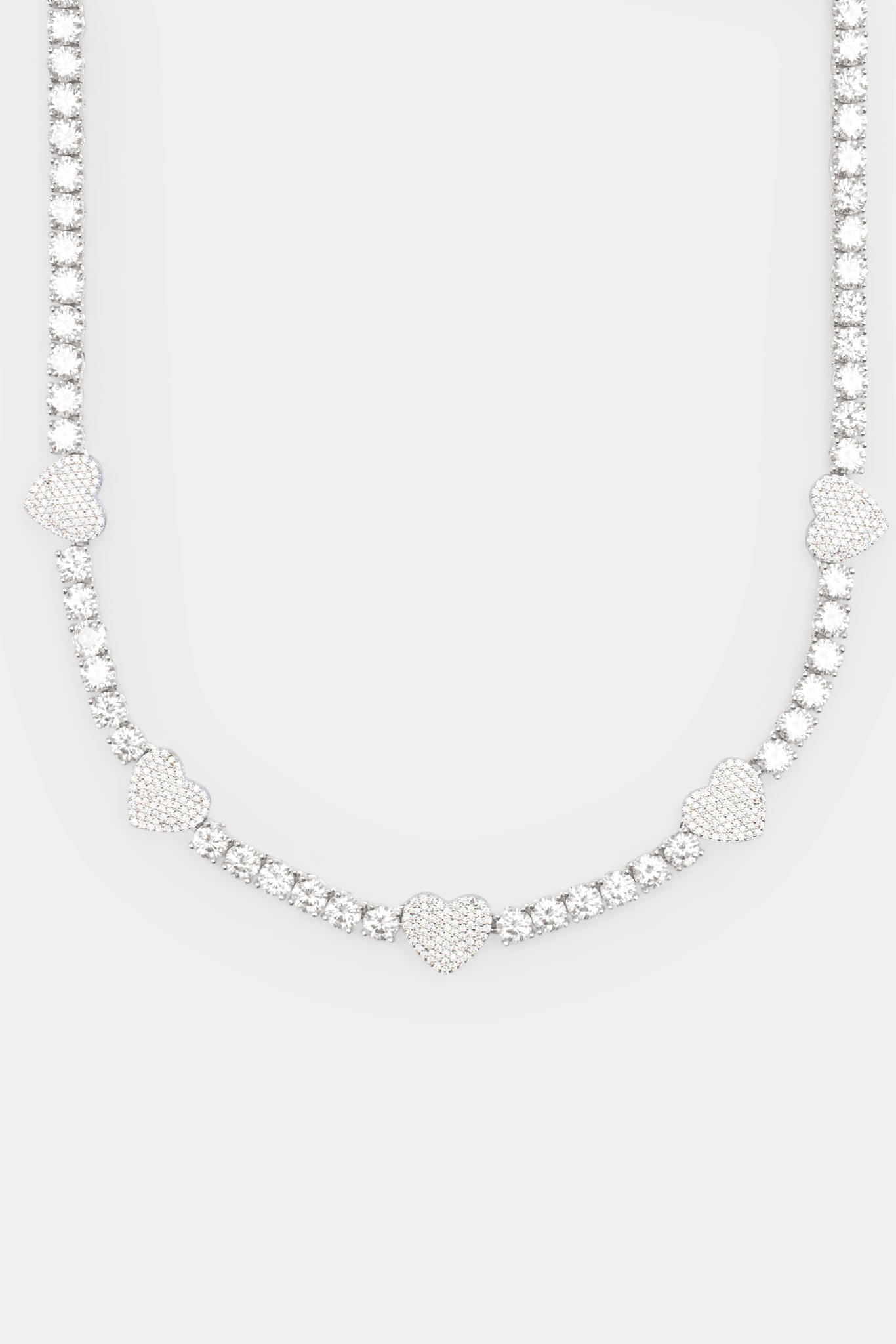 5mm Iced Cz Heart Tennis Necklace